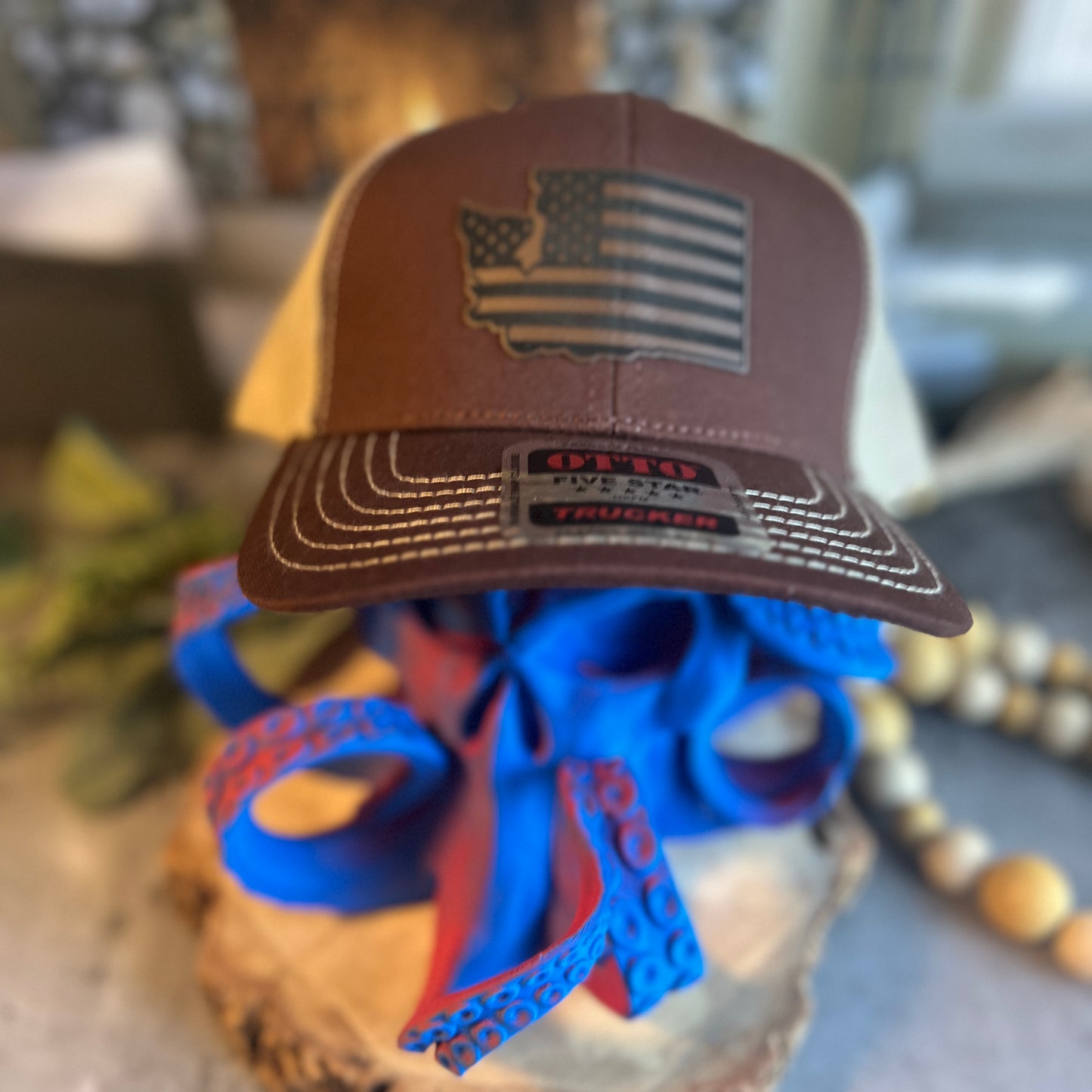 Washington American Flag Brown/Khaki Otto Classic Fit Trucker Hat