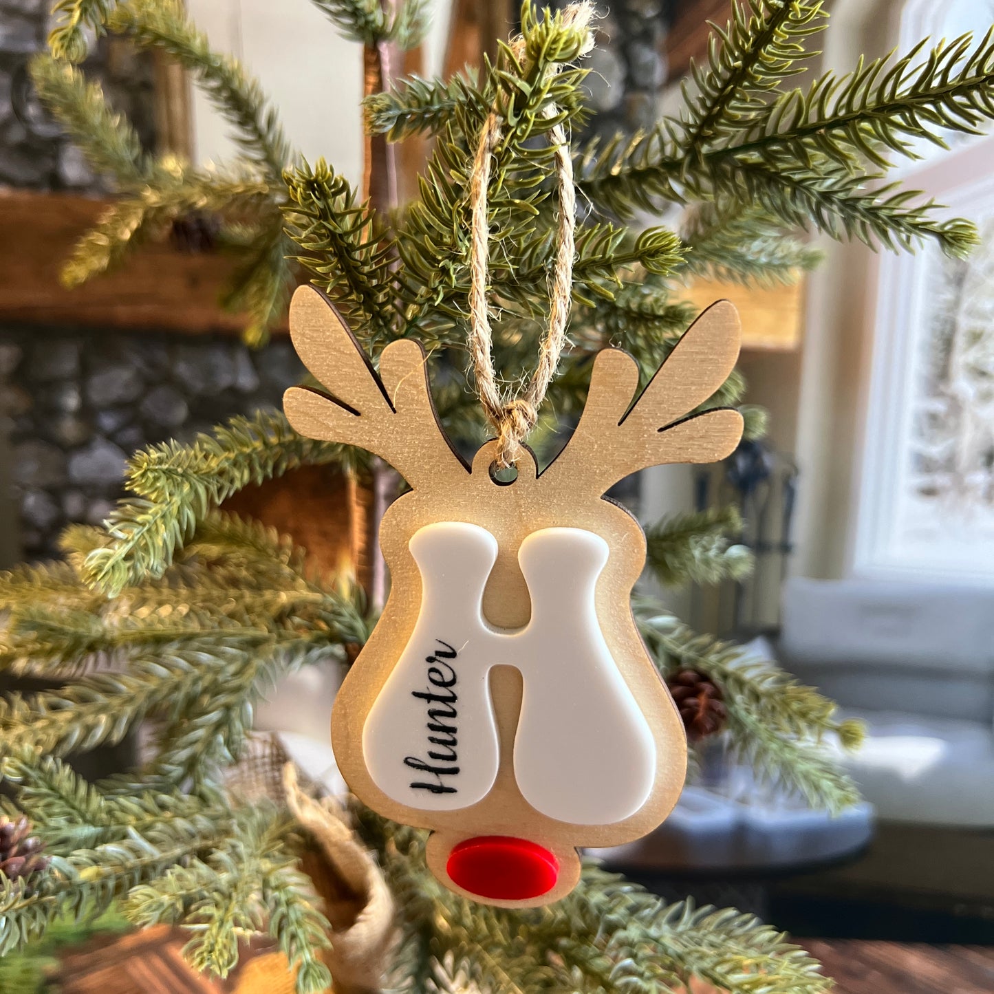 Retro Reindeer Name Ornament