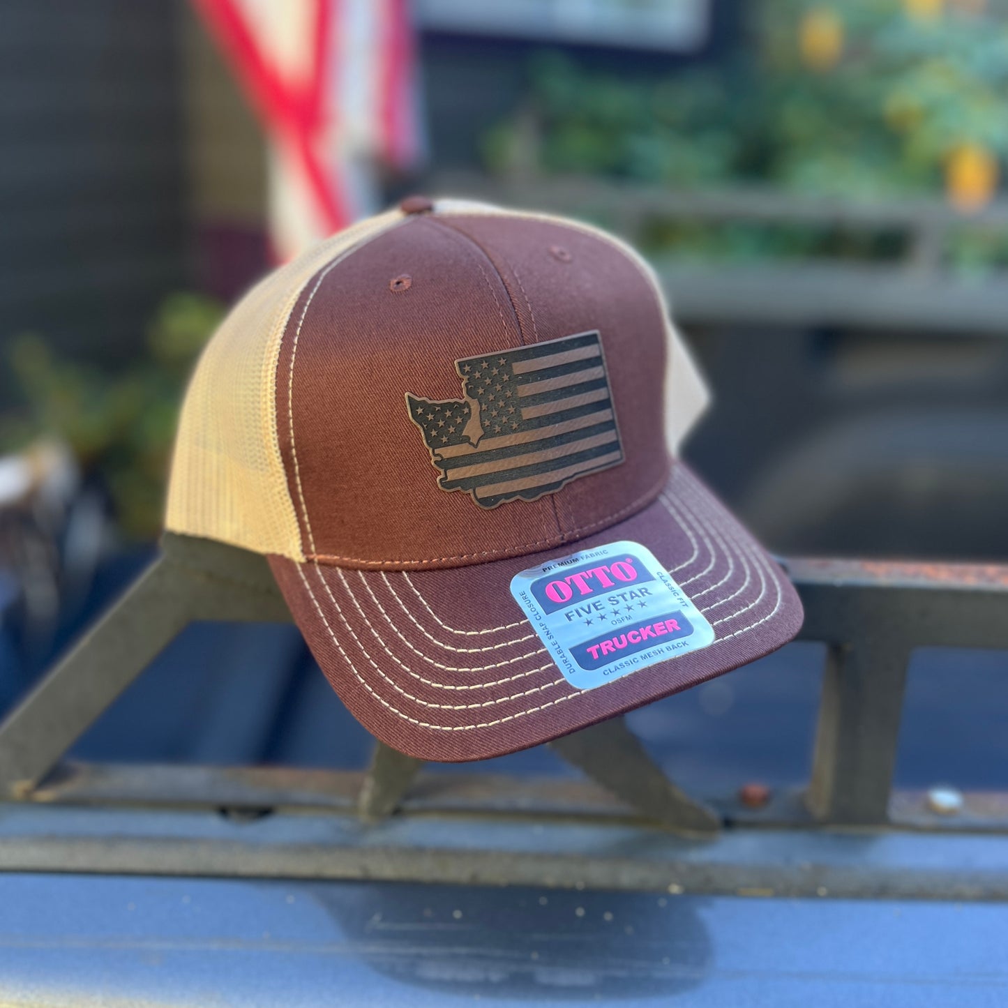 Washington American Flag Brown/Khaki Otto Classic Fit Trucker Hat