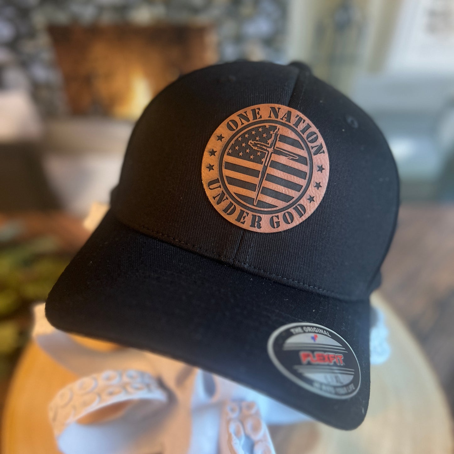 One Nation Under God Flex Fit Black Yupoong Large/Xlarge Hat