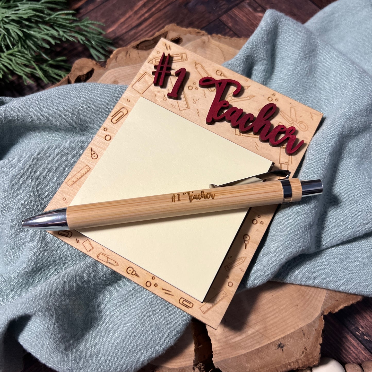 #1 Teacher Sticky Note Holder Gift Set
