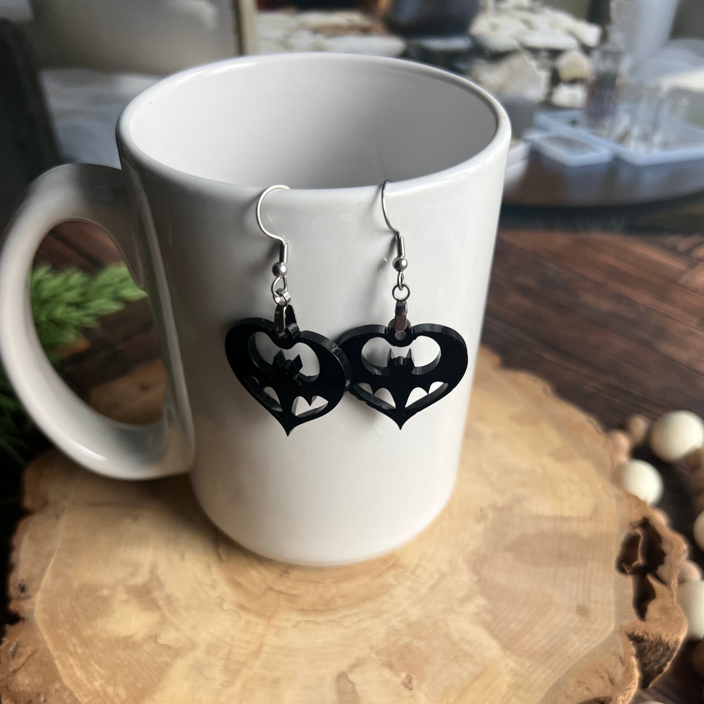 Bat in a Heart Earrings