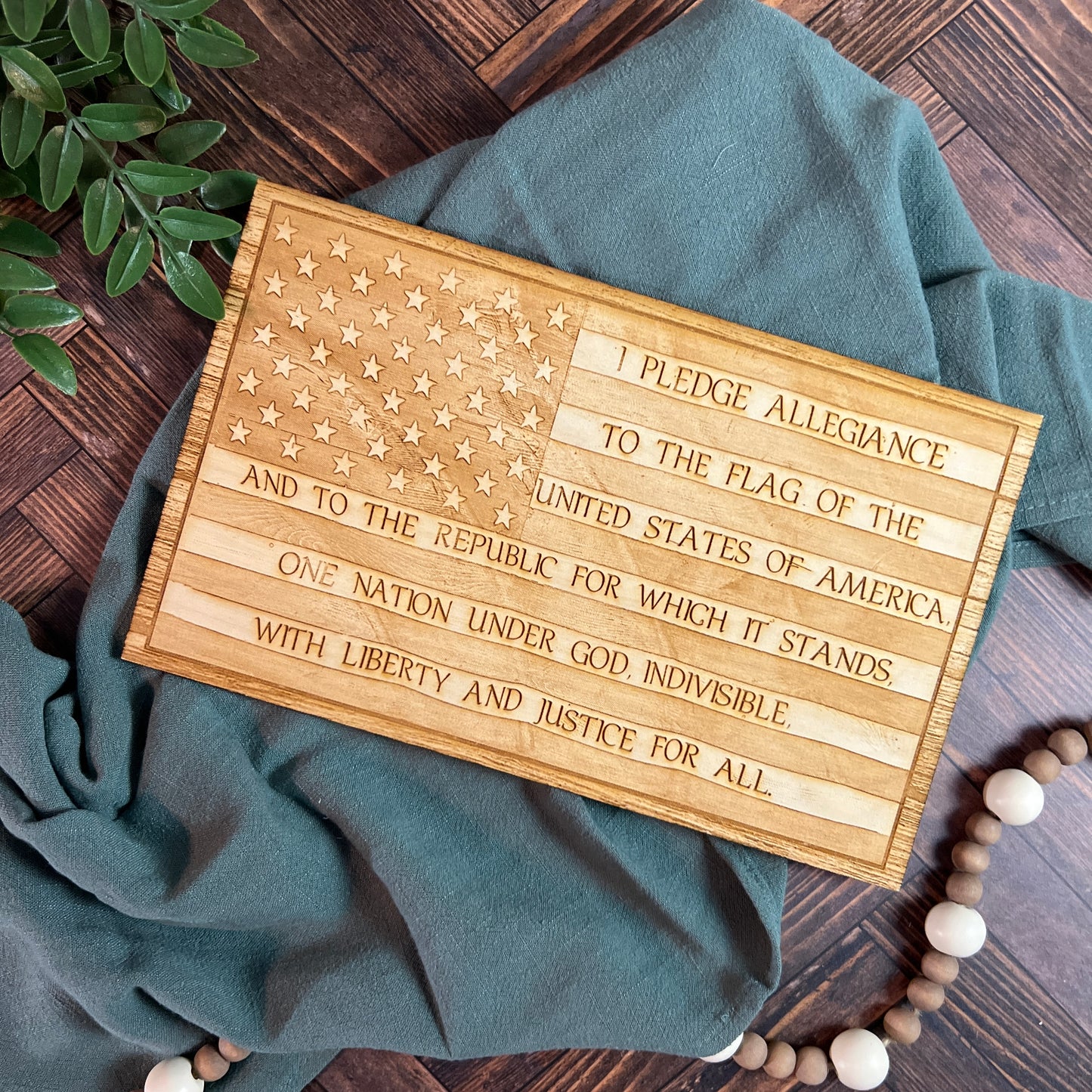 American Flag with Pledge of Allegiance