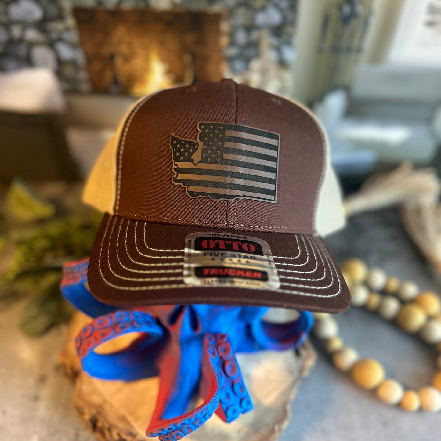 Washington American Flag Brown/Khaki Otto Classic Fit Trucker Hat