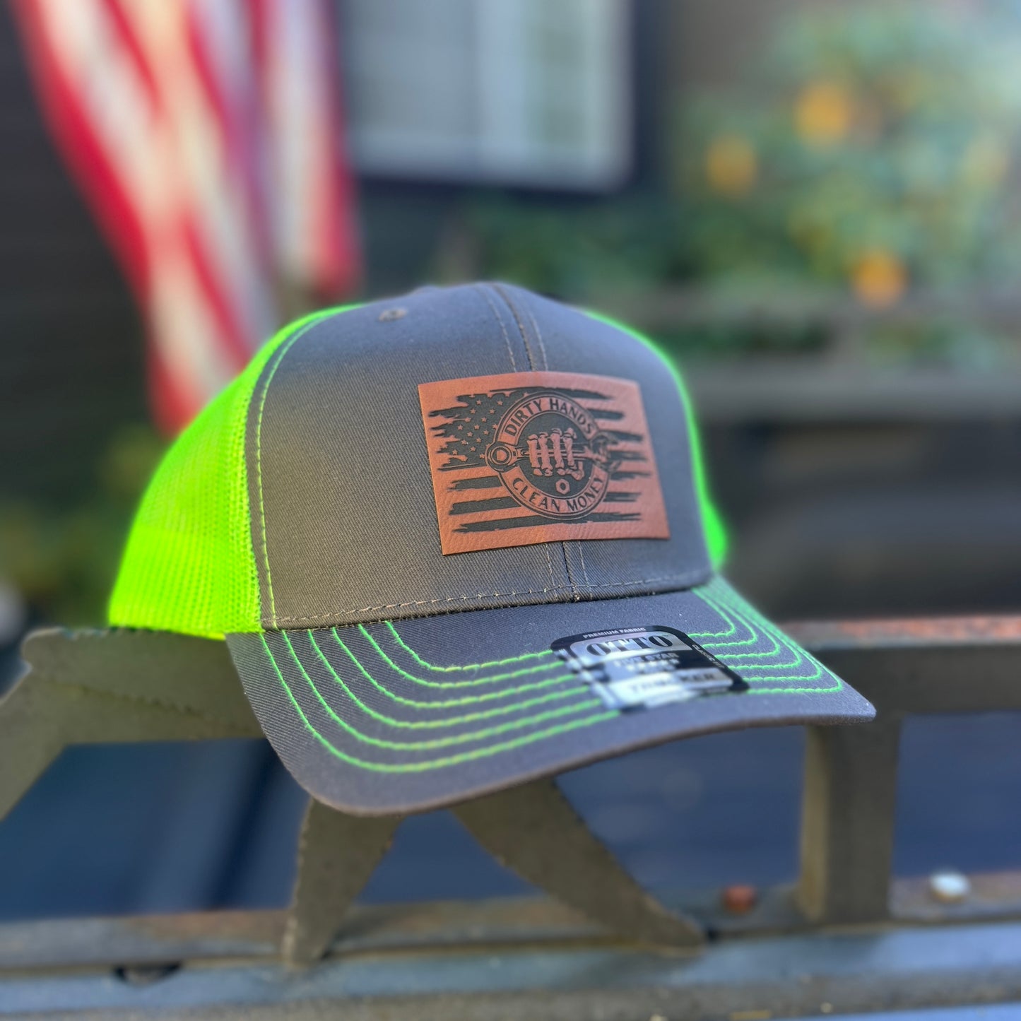 Dirty Money Clean Hands Charcoal Grey/Neon Green Otto Classic Fit Trucker Hat