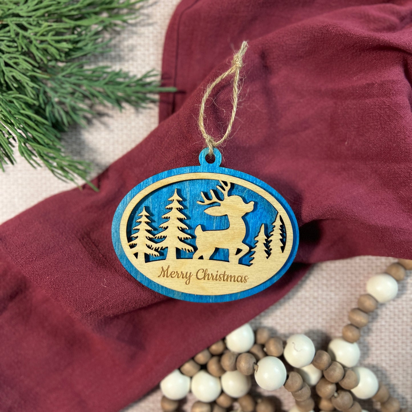Reindeer Merry Christmas Oval