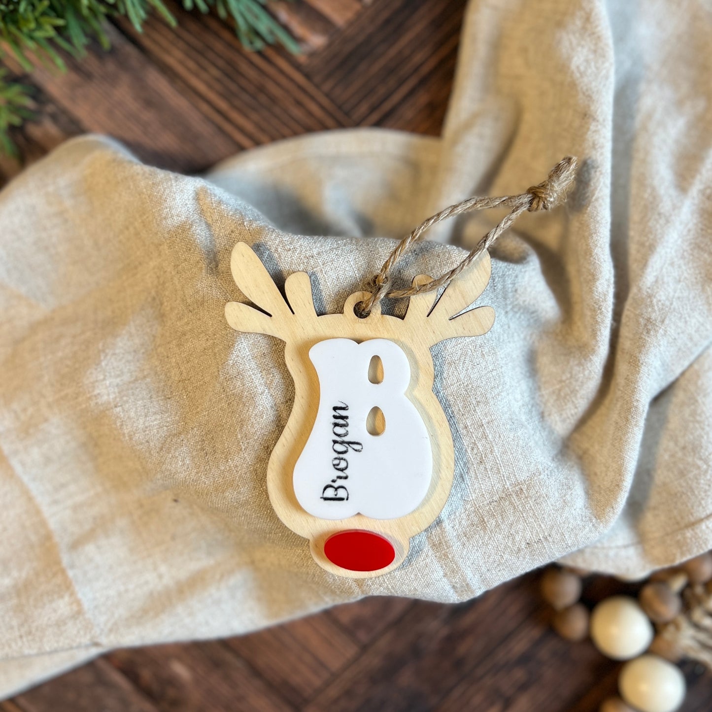 Retro Reindeer Name Ornament