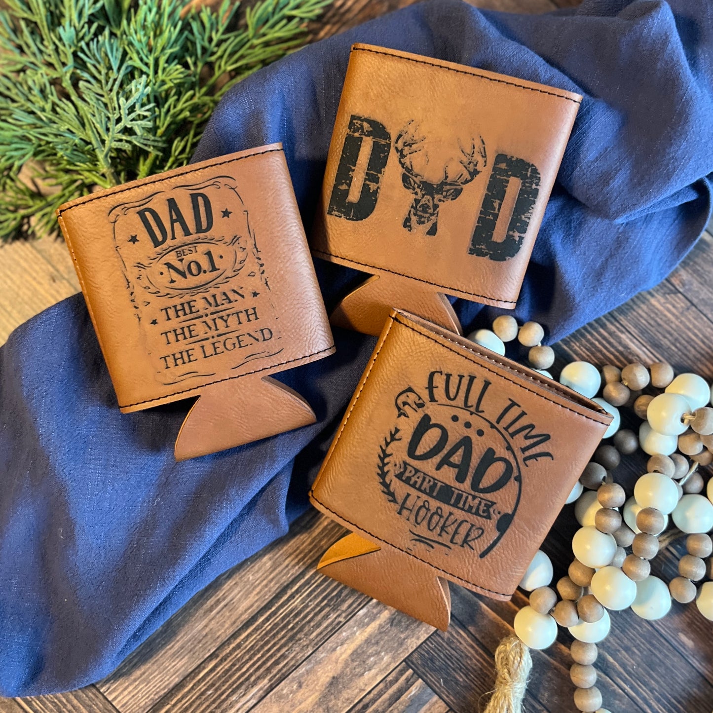 Deer Hunting Dad Leatherette Can Cooler