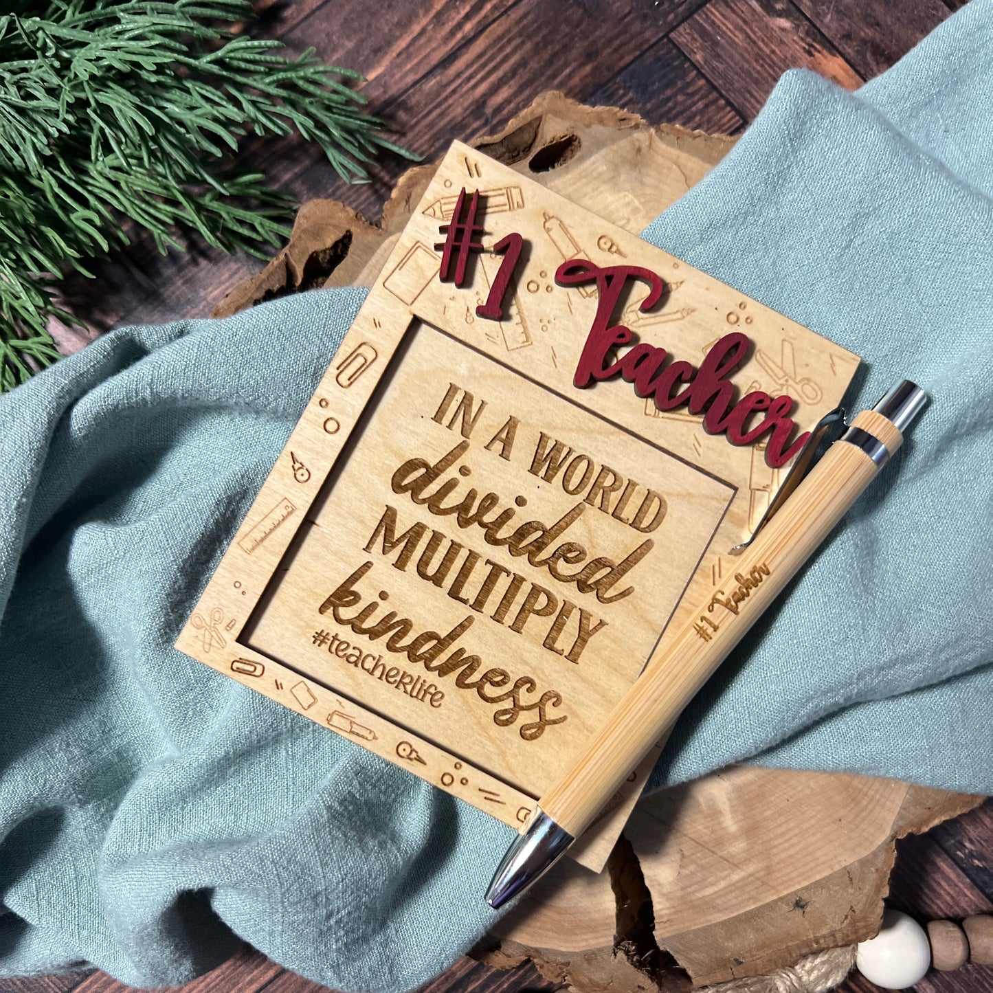 #1 Teacher Sticky Note Holder Gift Set