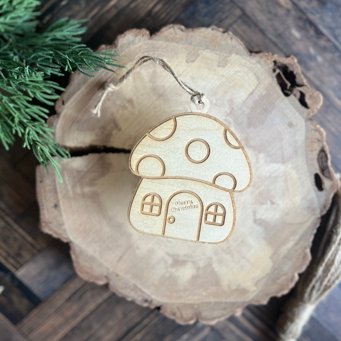 Mushroom Merry Christmas Ornament