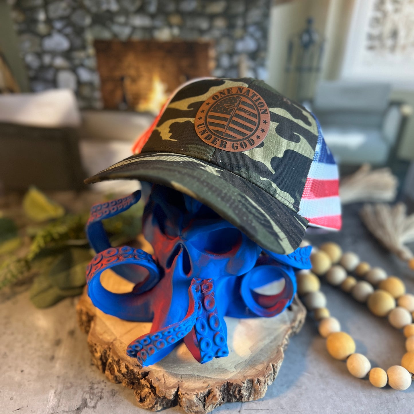 One Nation Under God Camo/American Flag Otto Classic Fit Trucker Hat
