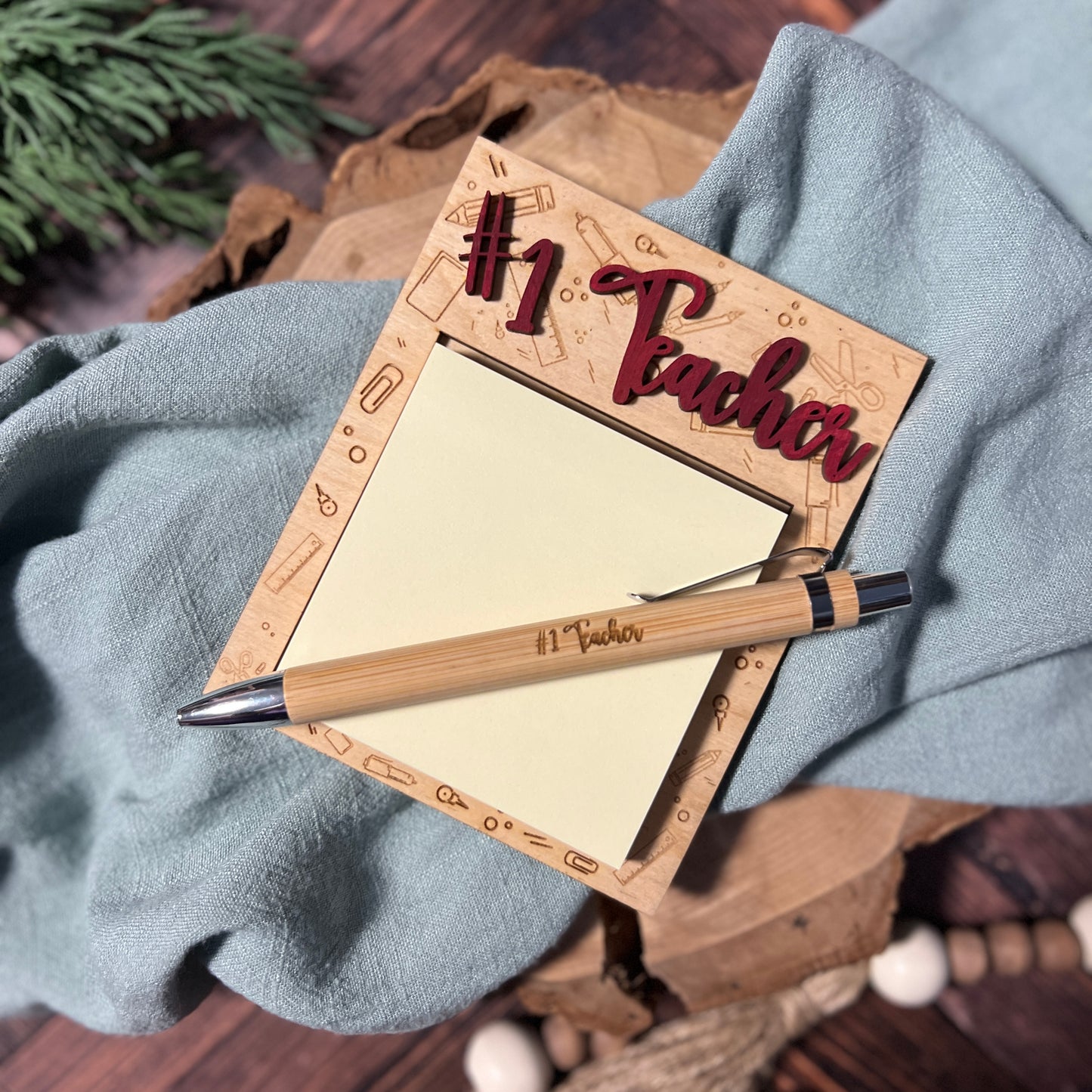 #1 Teacher Sticky Note Holder Gift Set