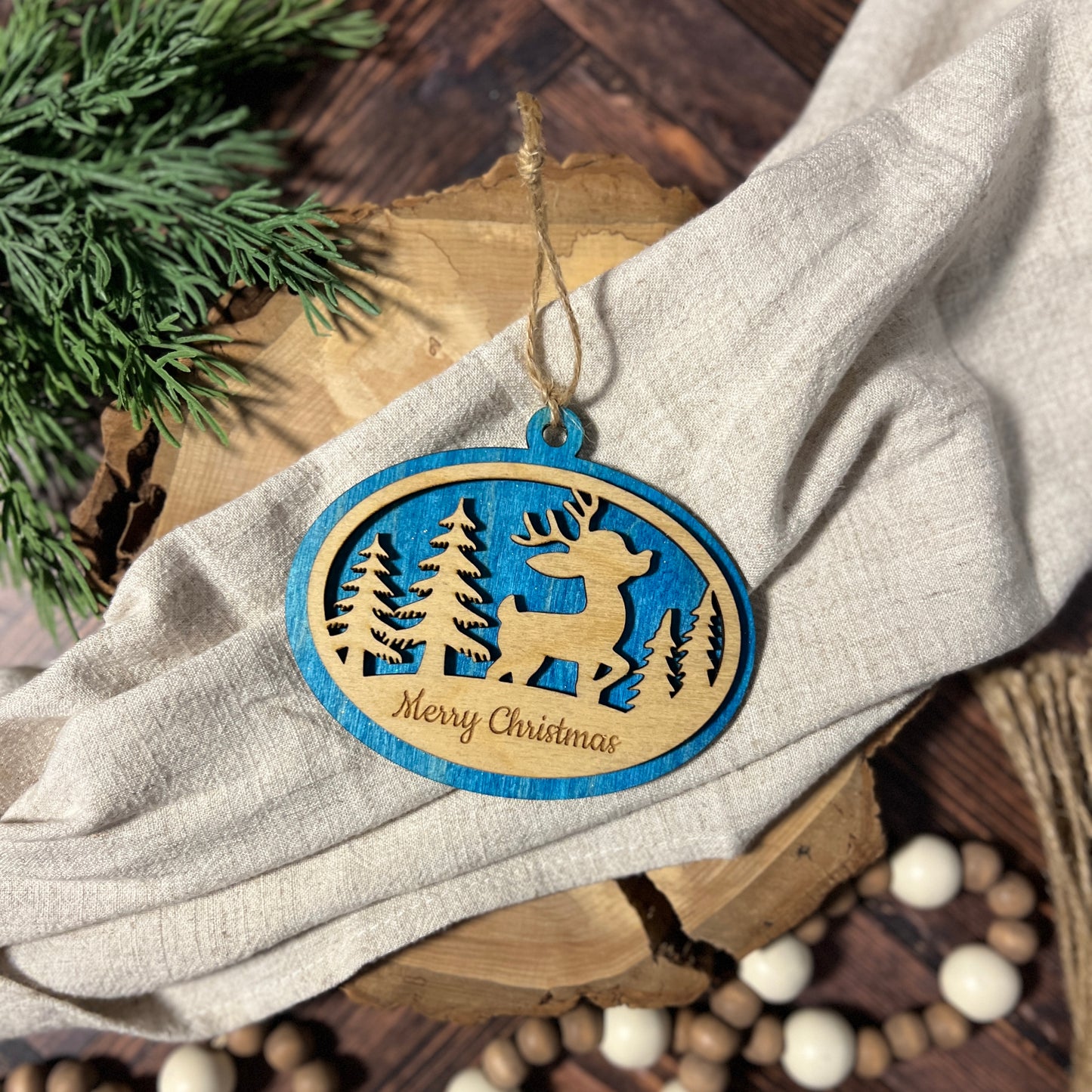 Reindeer Merry Christmas Oval