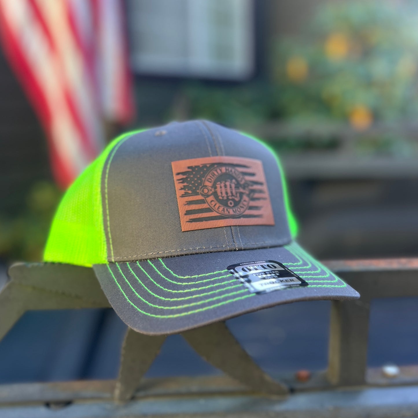 Dirty Money Clean Hands Charcoal Grey/Neon Green Otto Classic Fit Trucker Hat