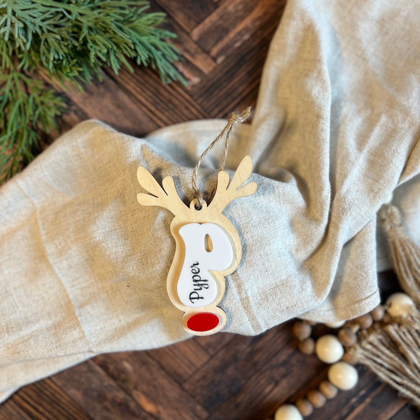 Reindeer Intial Ornament