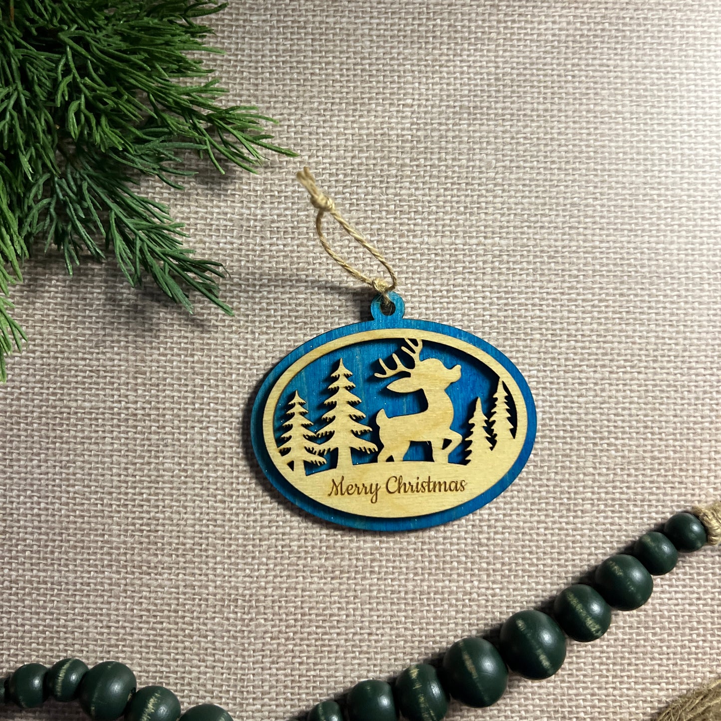 Reindeer Merry Christmas Oval