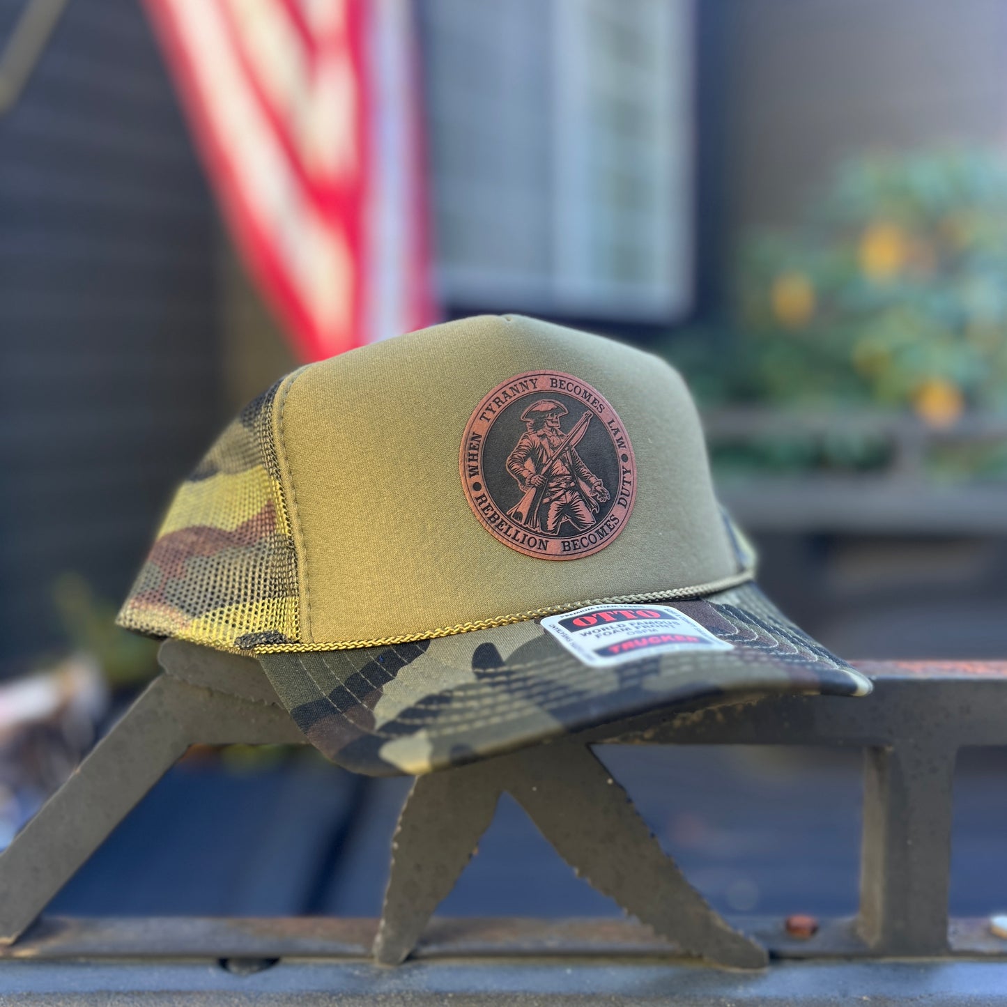 When Tyranny Becomes Law Camo Otto Foam Front Trucker