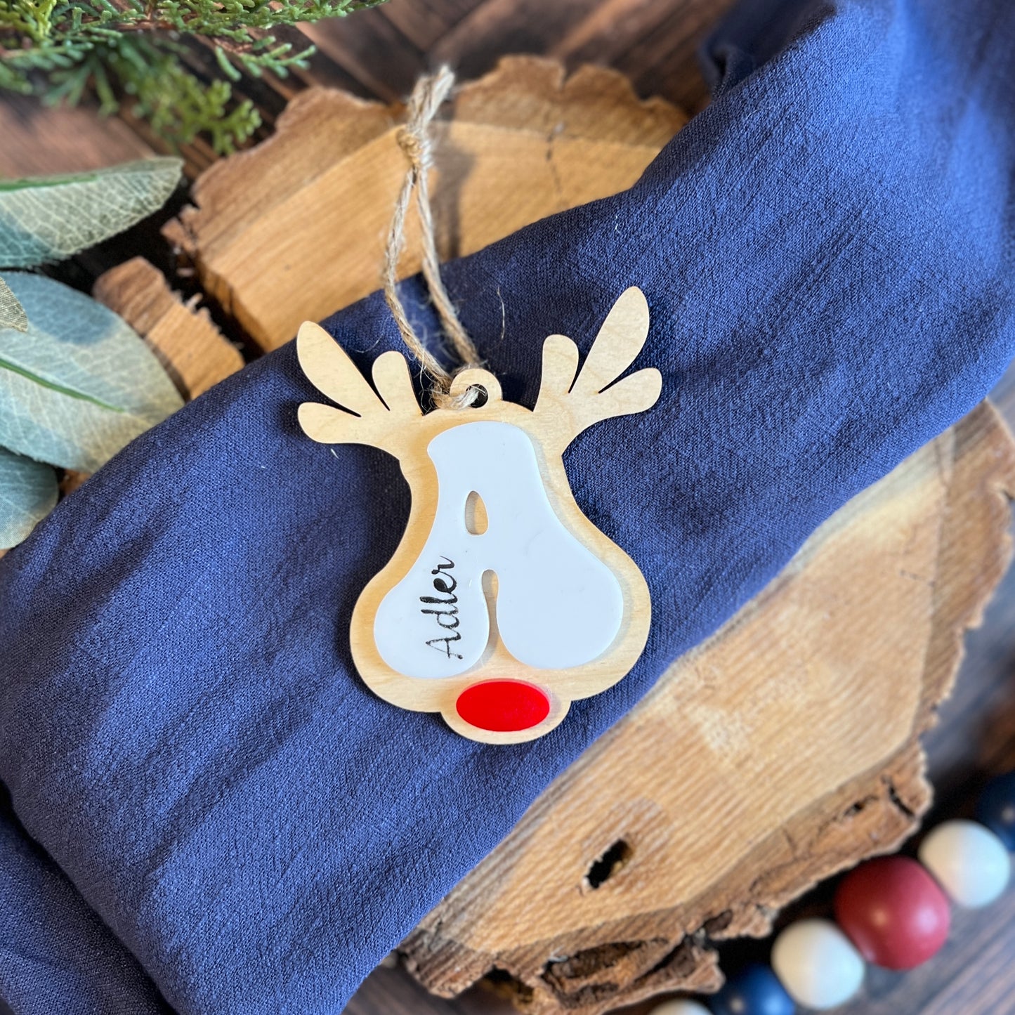 Retro Reindeer Name Ornament