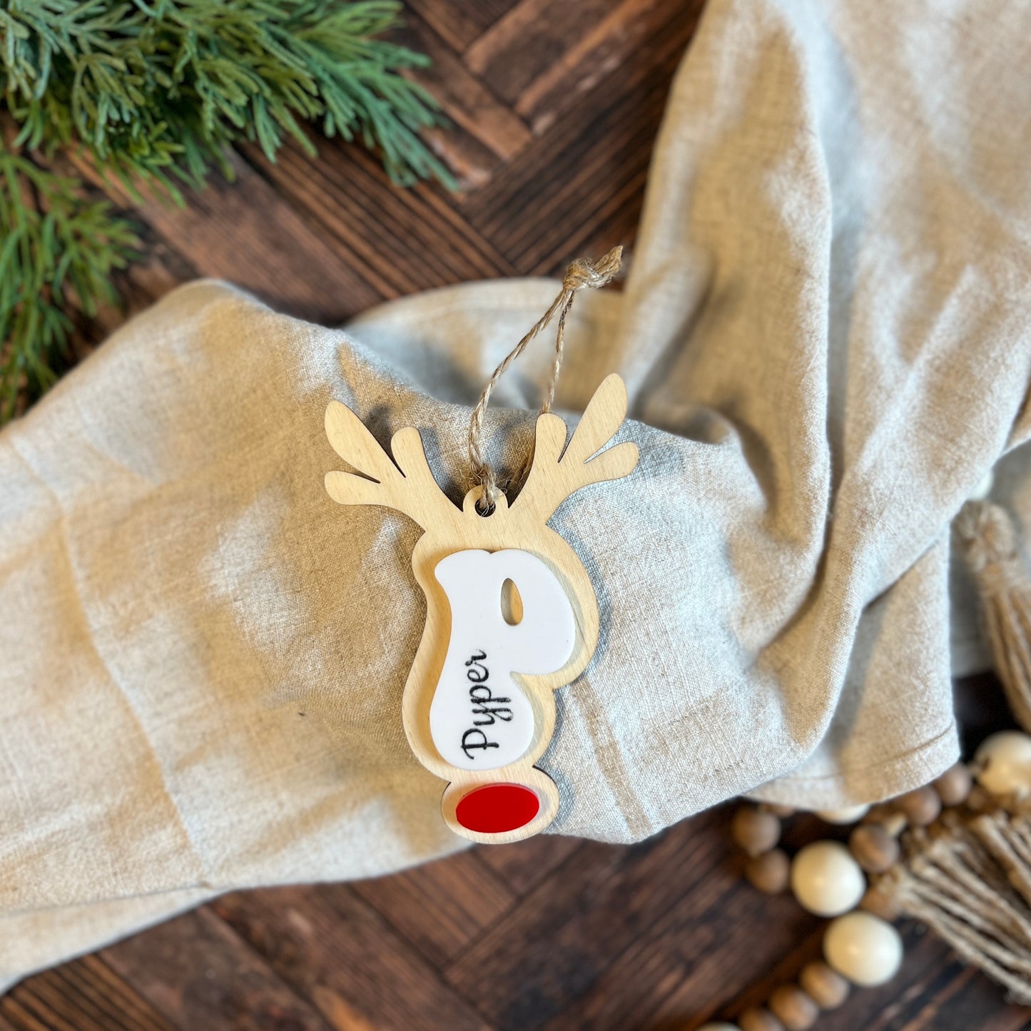 Retro Reindeer Name Ornament
