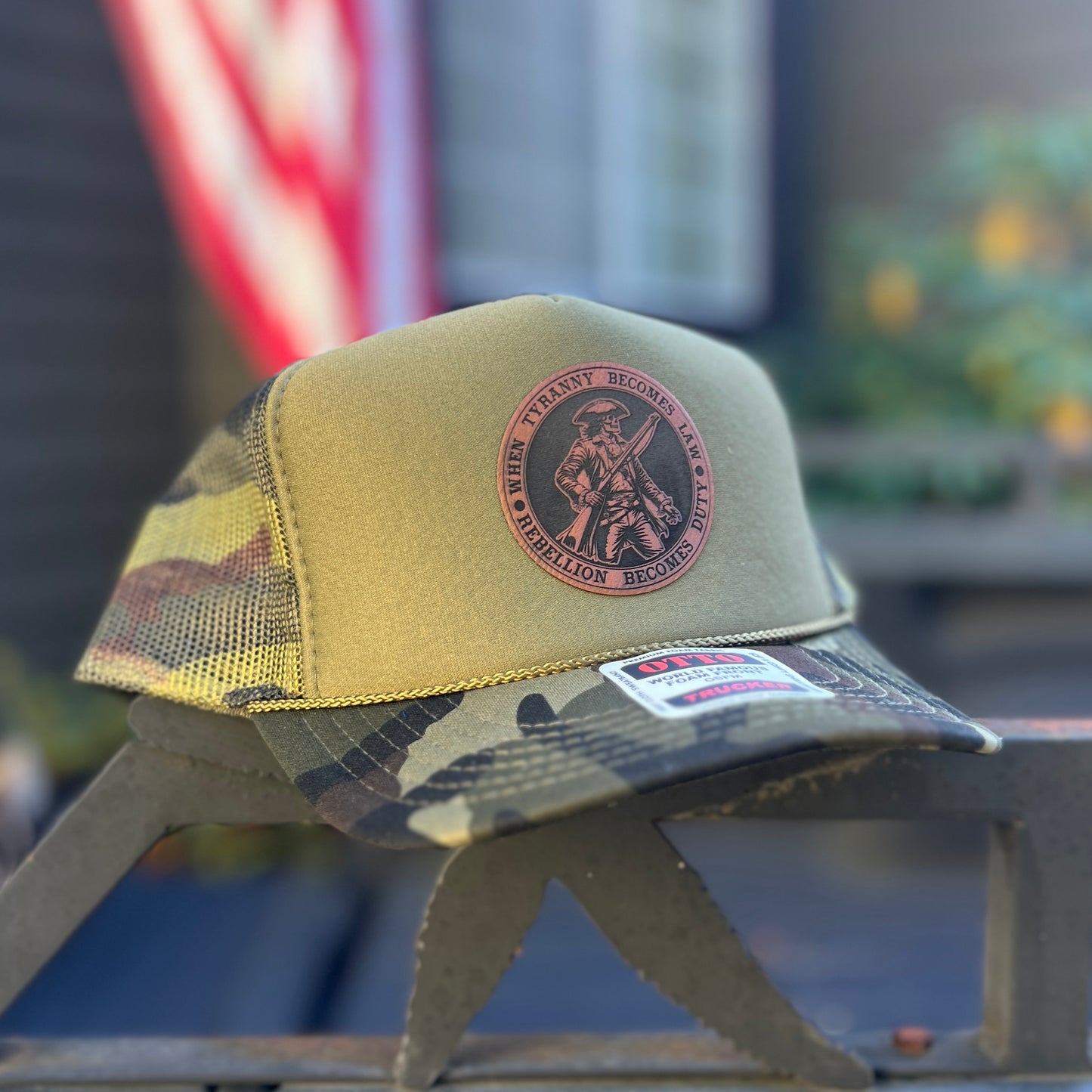 When Tyranny Becomes Law Camo Otto Foam Front Trucker