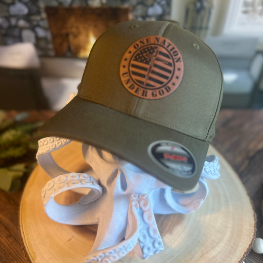 One Nation Under God Flex Fit Olive Yupoong Large/Xlarge