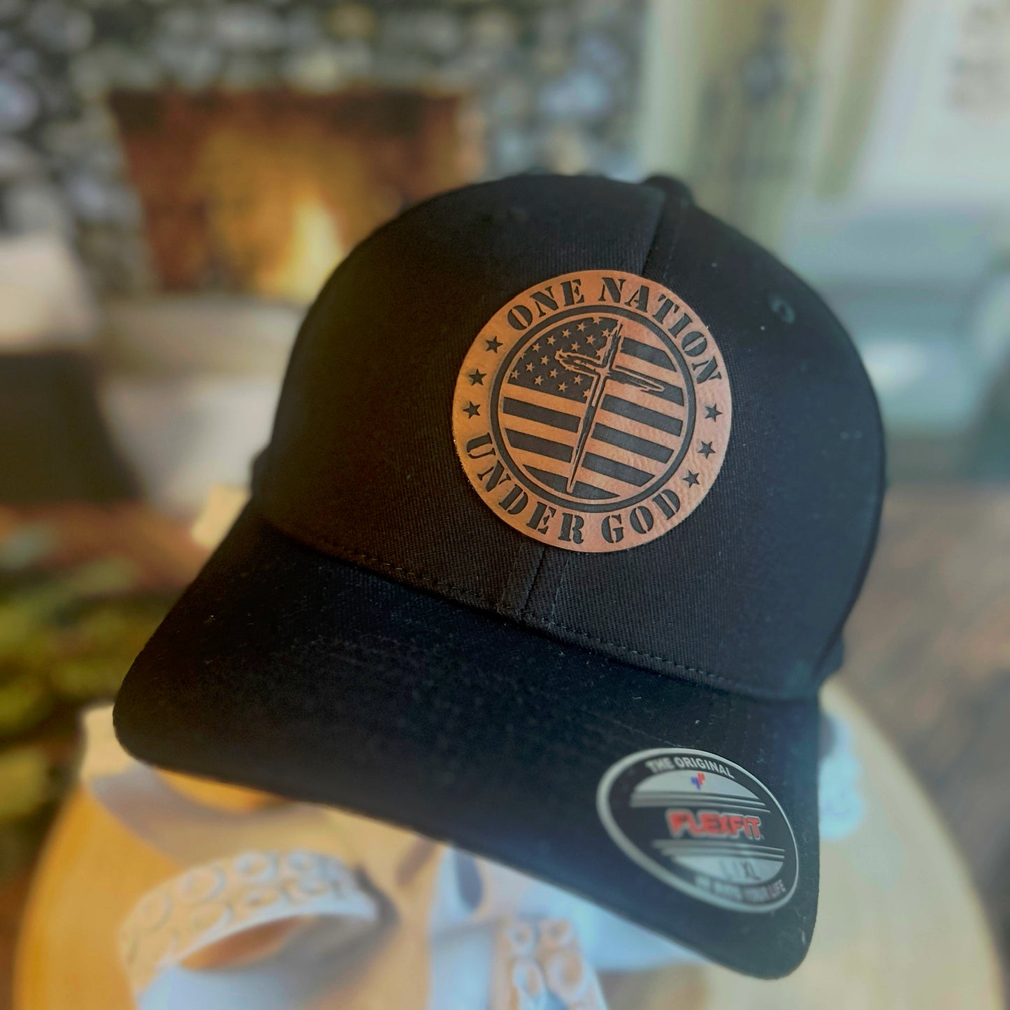 One Nation Under God Flex Fit Black Yupoong Large/Xlarge Hat
