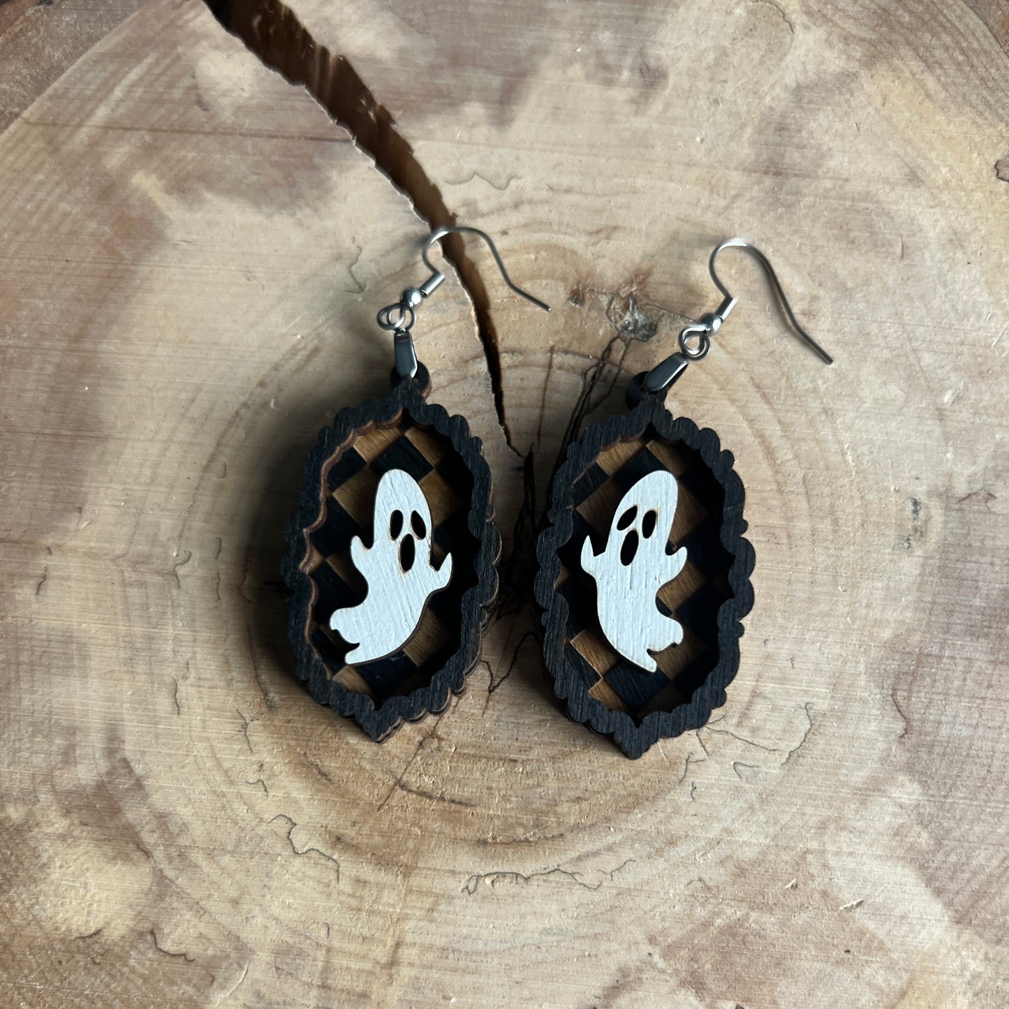 Ghost Checker Earrings