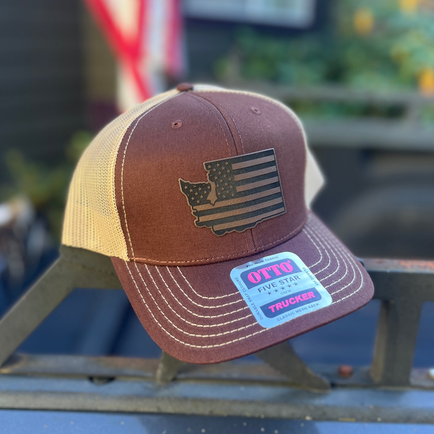 Washington American Flag Brown/Khaki Otto Classic Fit Trucker Hat