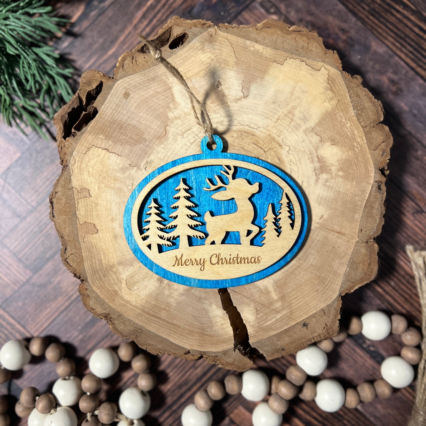 Reindeer Merry Christmas Oval