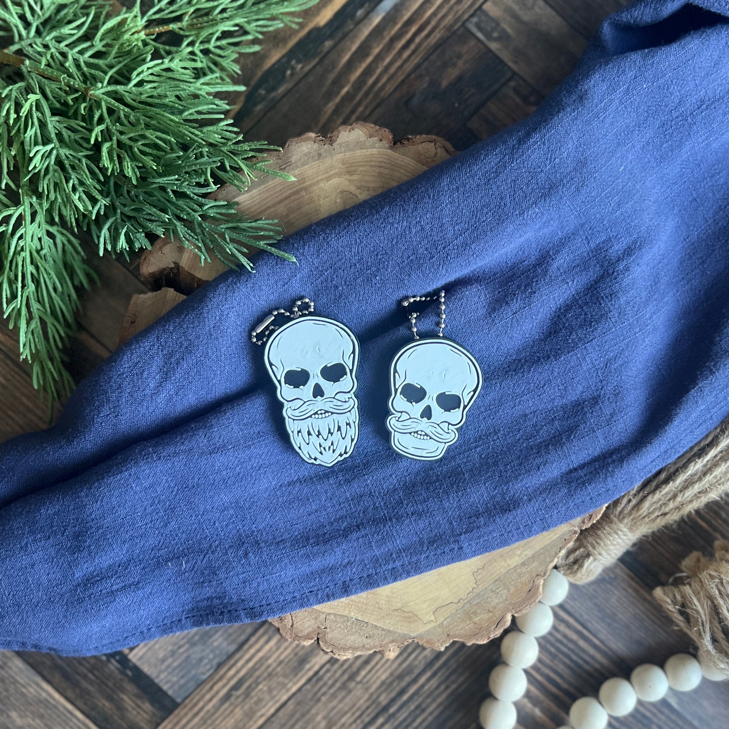Mustache and Bearded Skull Soda Can Opener Keychain