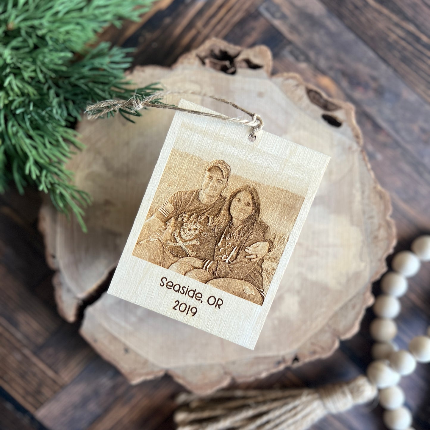 Engraved Photo Christmas Ornament