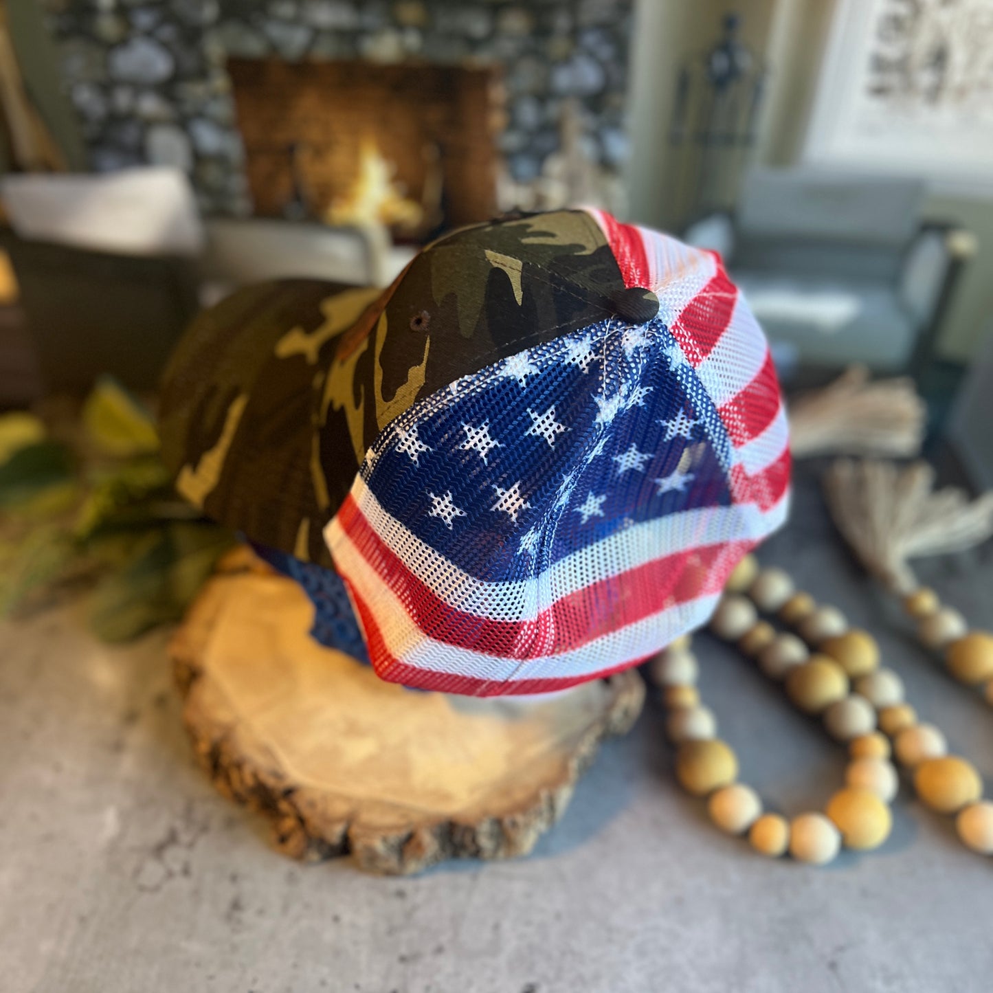 One Nation Under God Camo/American Flag Otto Classic Fit Trucker Hat