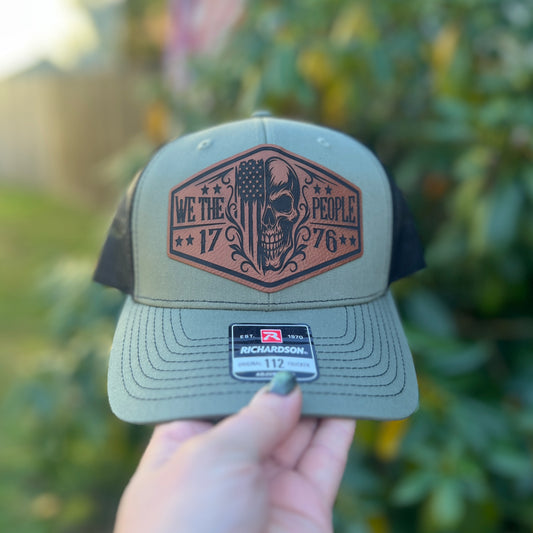 We The People Skull 1776 Loden/Black Richardson 112 Trucker Hat