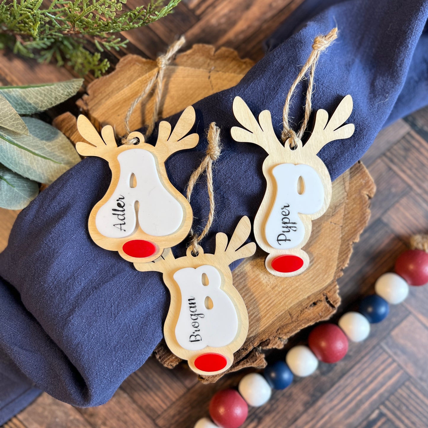 Retro Reindeer Name Ornament