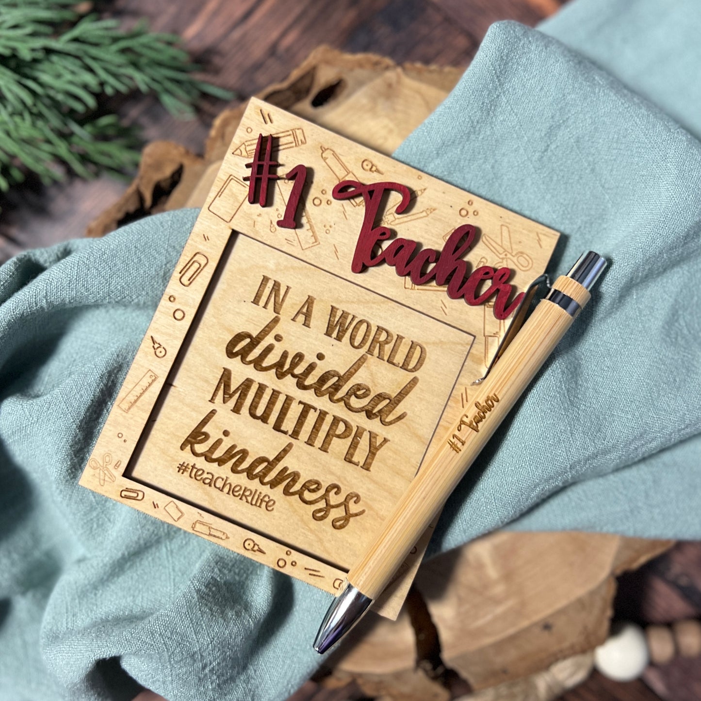 #1 Teacher Sticky Note Holder Gift Set