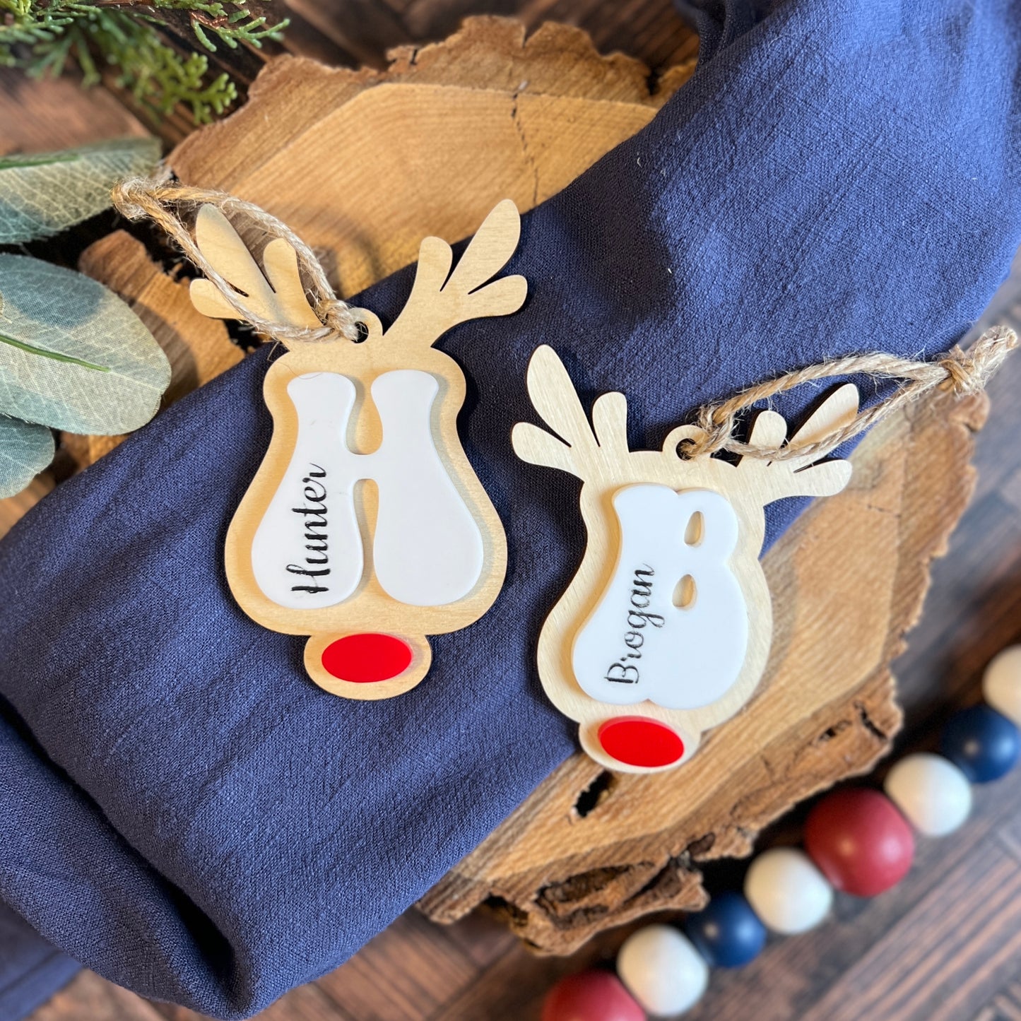 Retro Reindeer Name Ornament