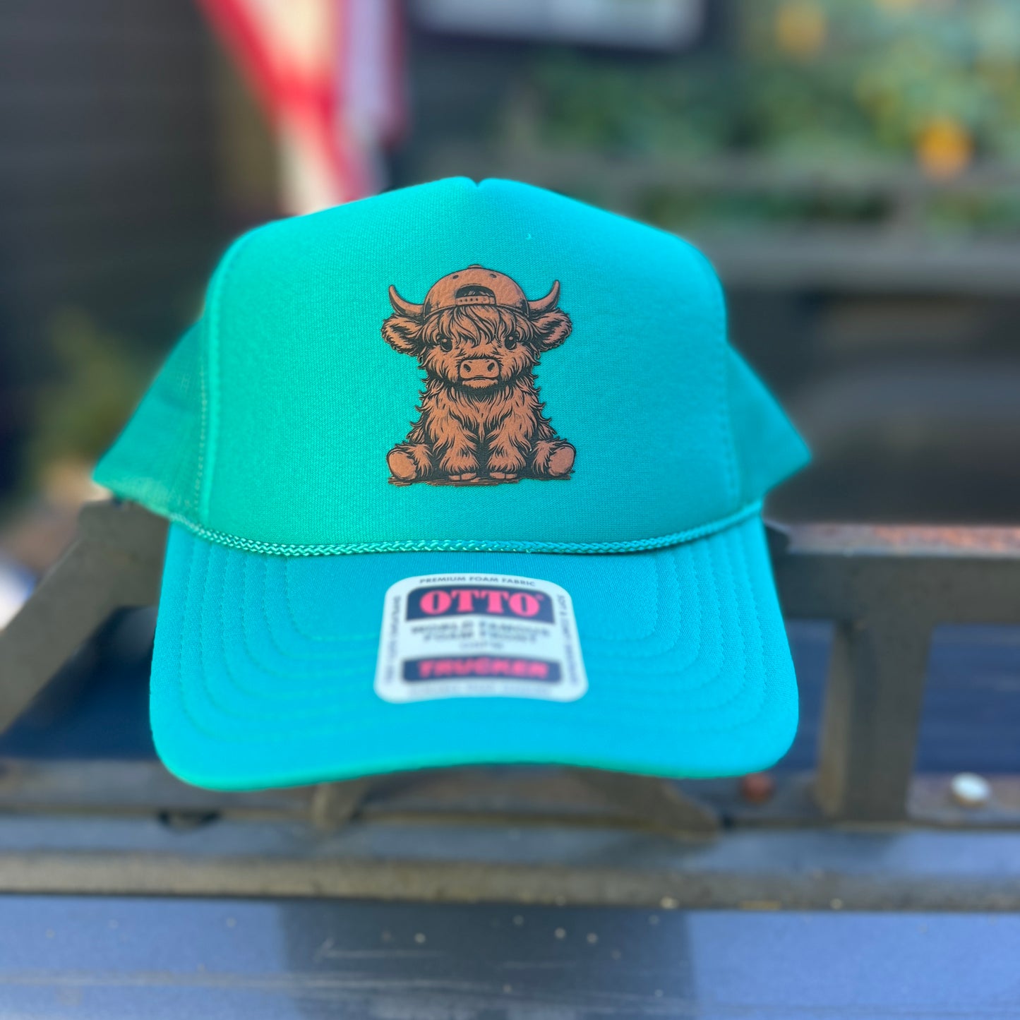 Highland Cow with Baseball Cap Otto Foam Front Trucker Hat