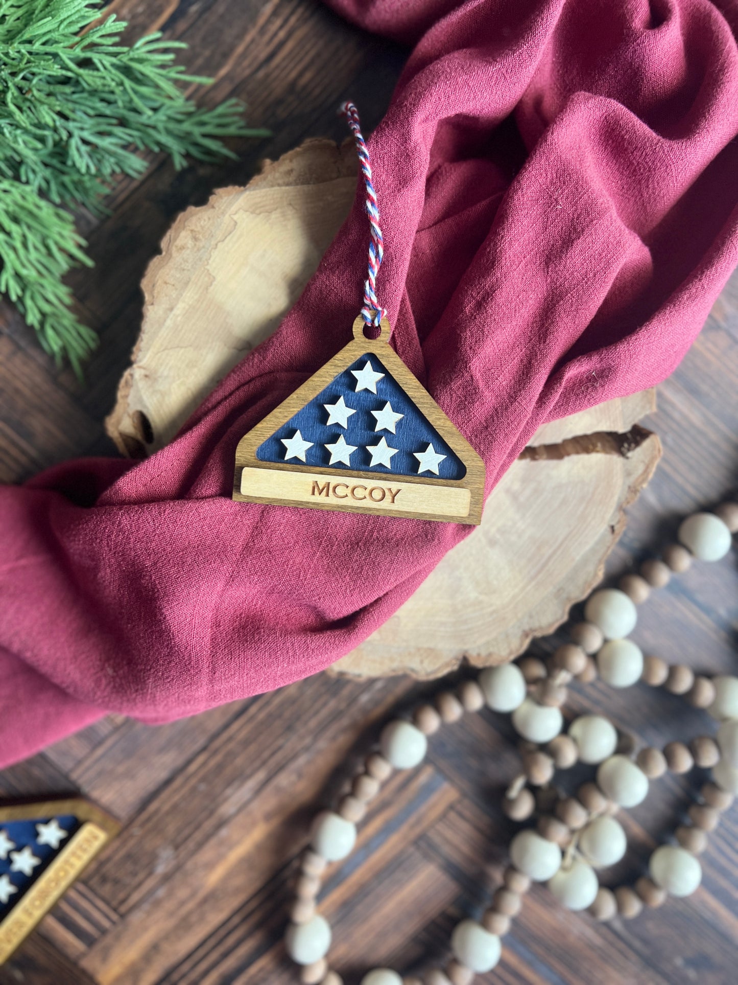 Personalized Military Flag Ornament