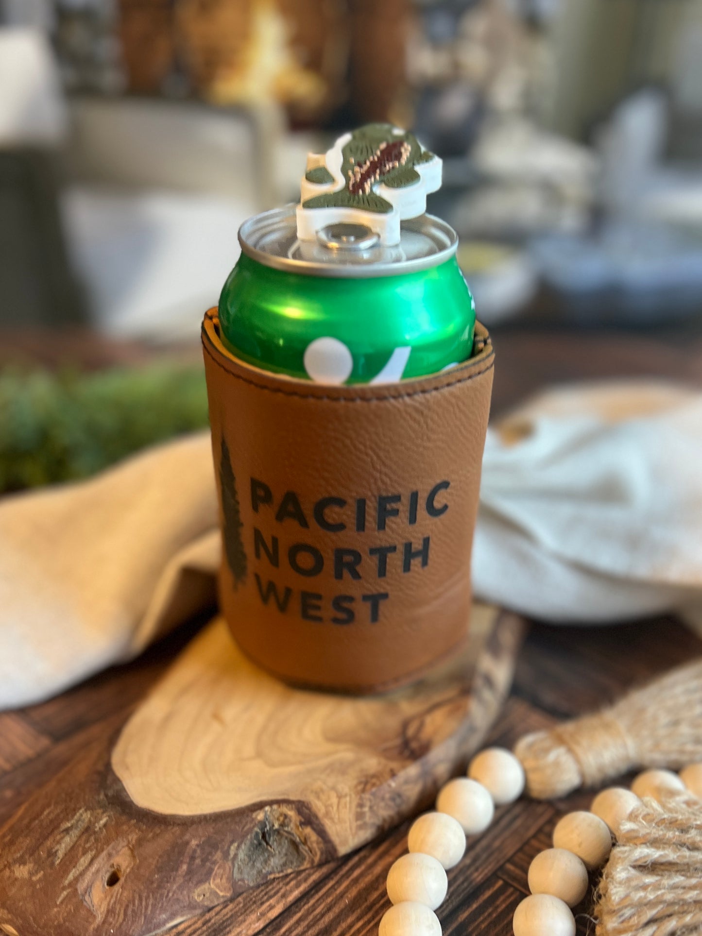 Pacific Northwest Leatherette Can Cooler