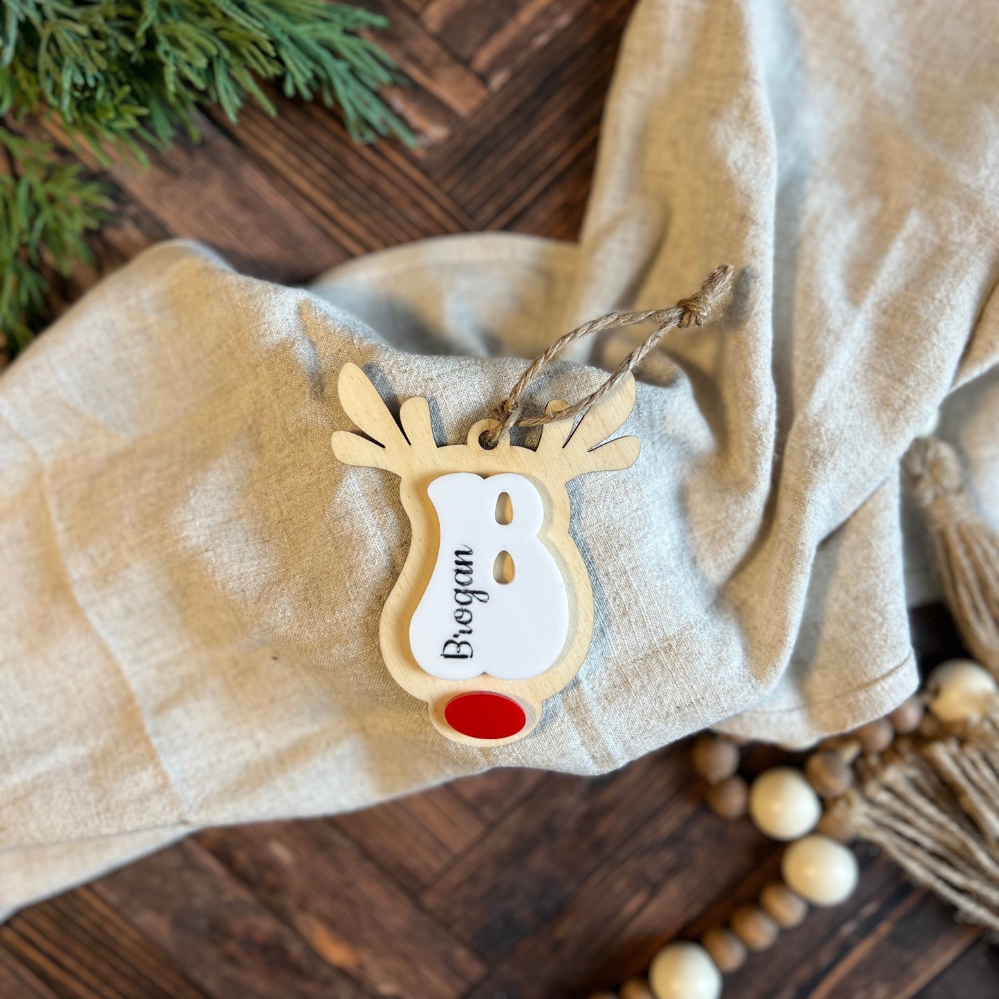 Reindeer Intial Ornament
