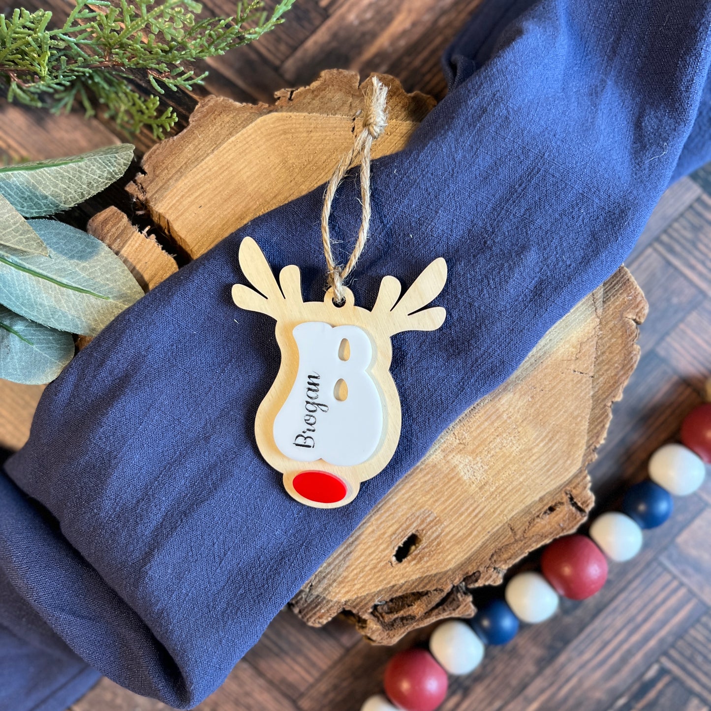 Retro Reindeer Name Ornament