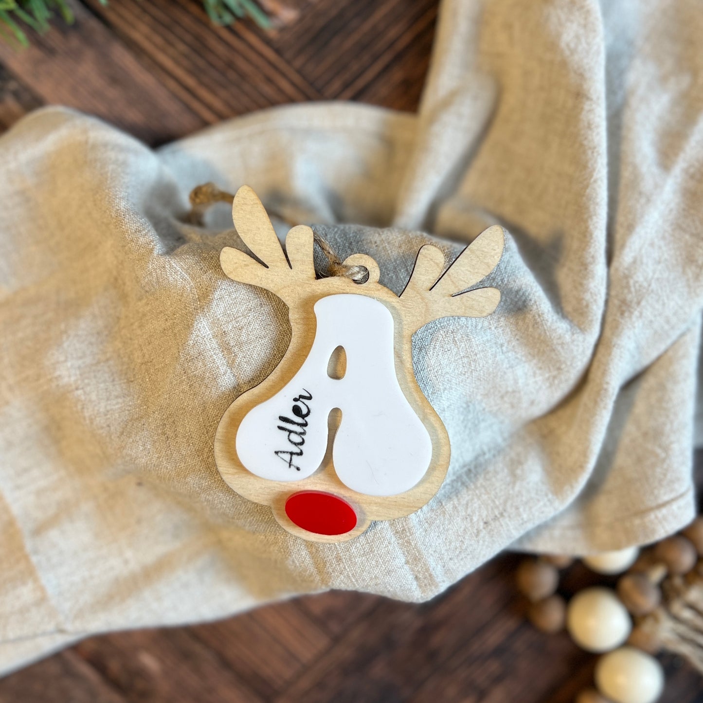 Retro Reindeer Name Ornament