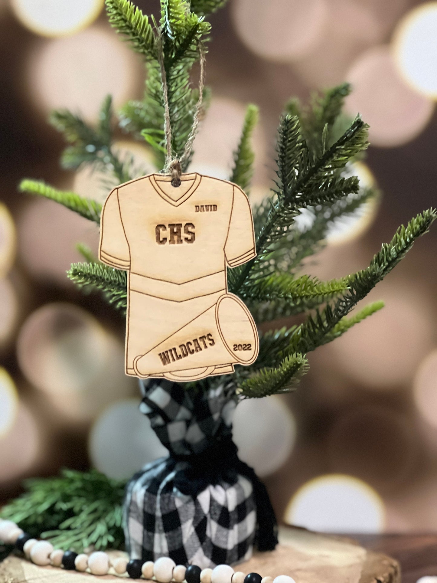 Personalized Male Cheerleader Christmas Ornament