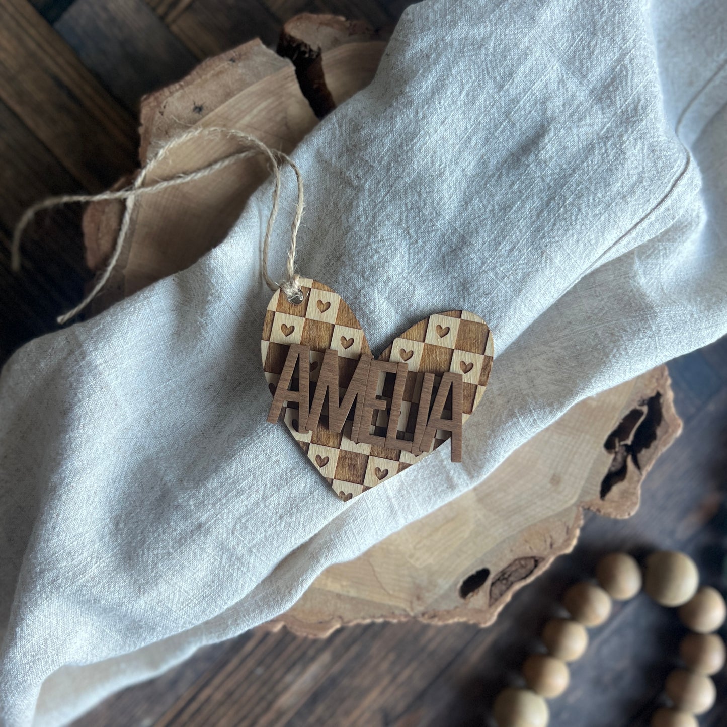 Heart Checkered Tag