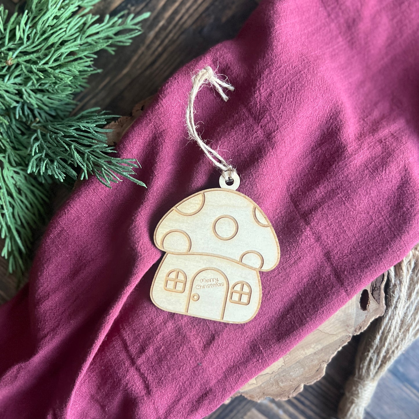 Mushroom Merry Christmas Ornament