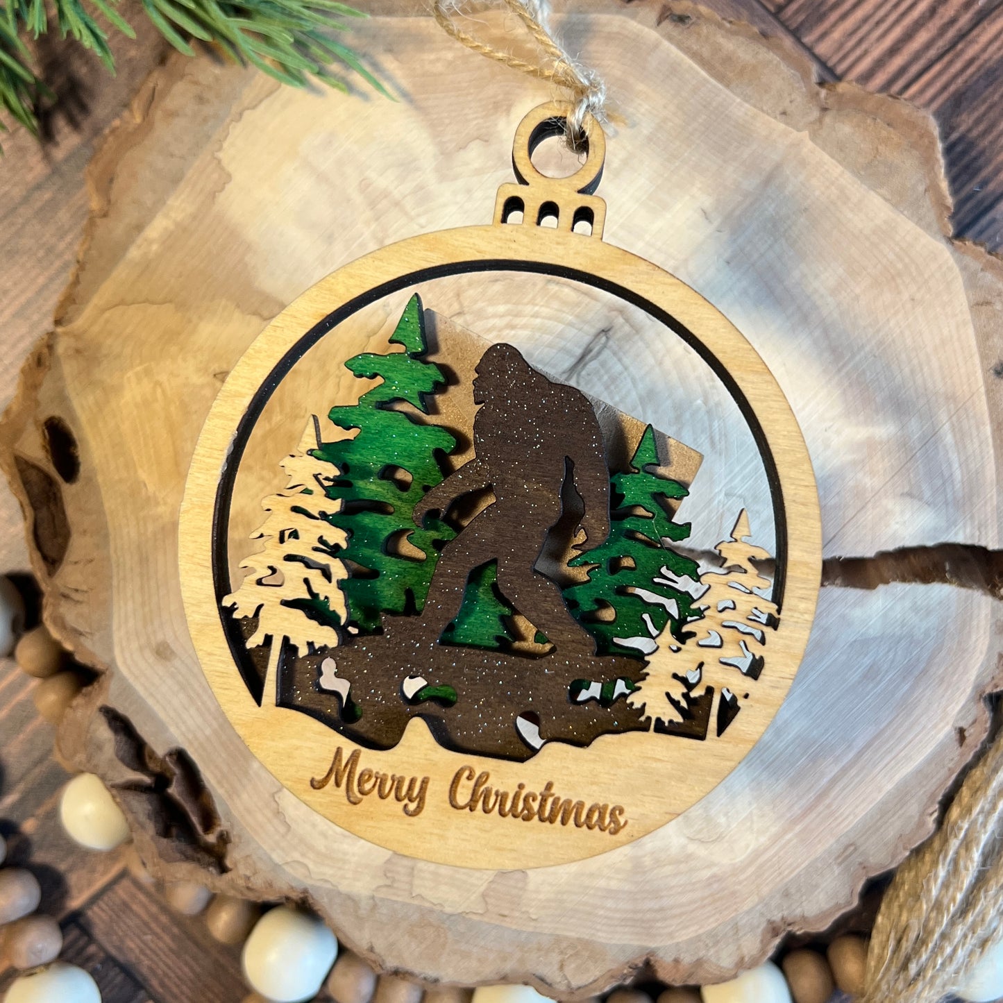 Merry Christmas Bigfoot Ornament