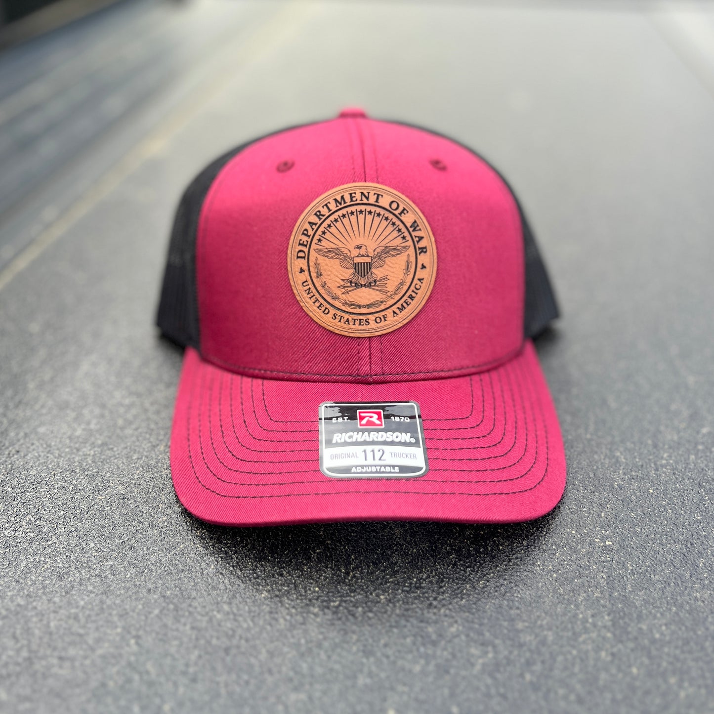 Department of War Cardinal/Black Richardson 112 Trucker Hat