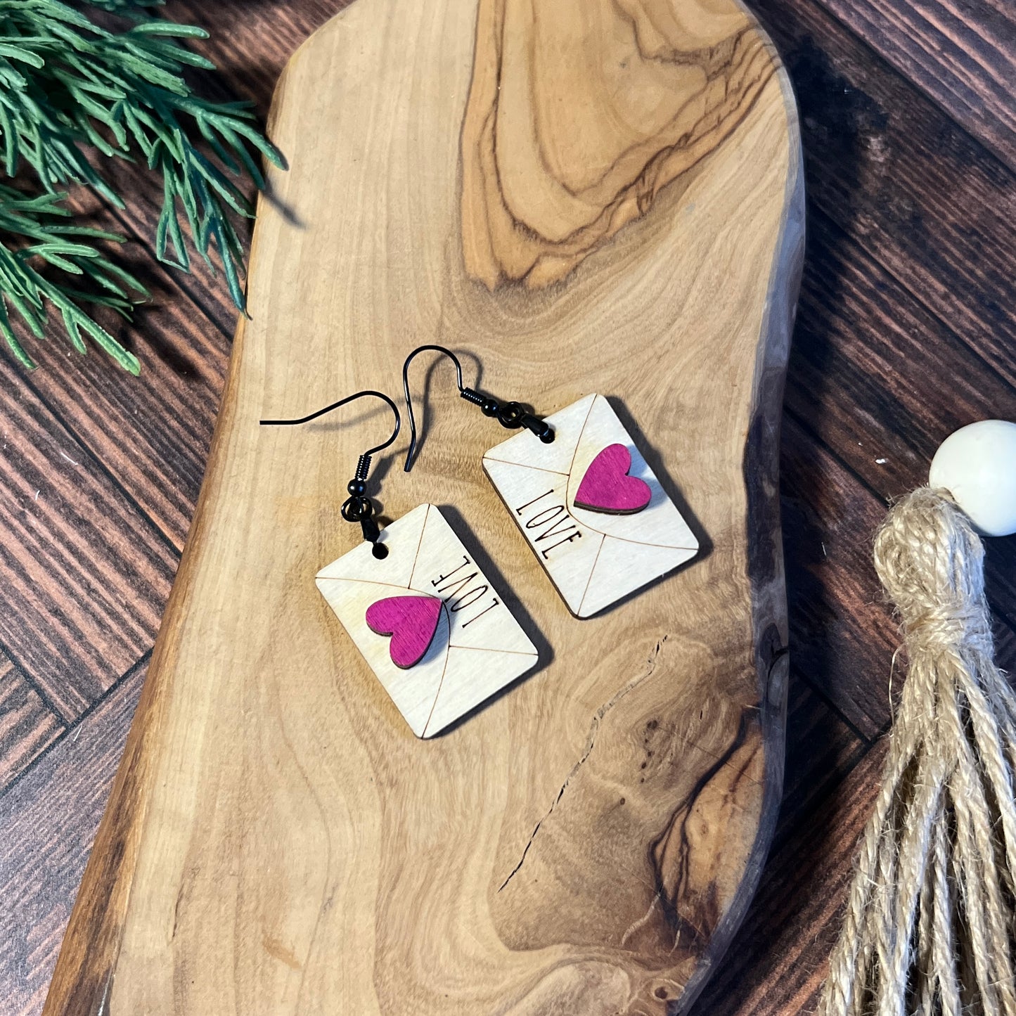 Heart Envelope Dangle Earrings