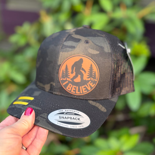 I Believe Bigfoot Black Multi Camo Classic Snapback Yunpoong