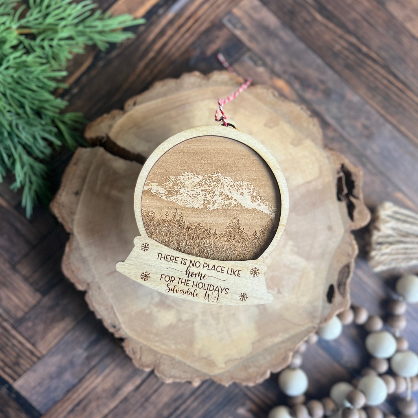 Pacific Northwest Photo Engraved Snow Globes Ornaments